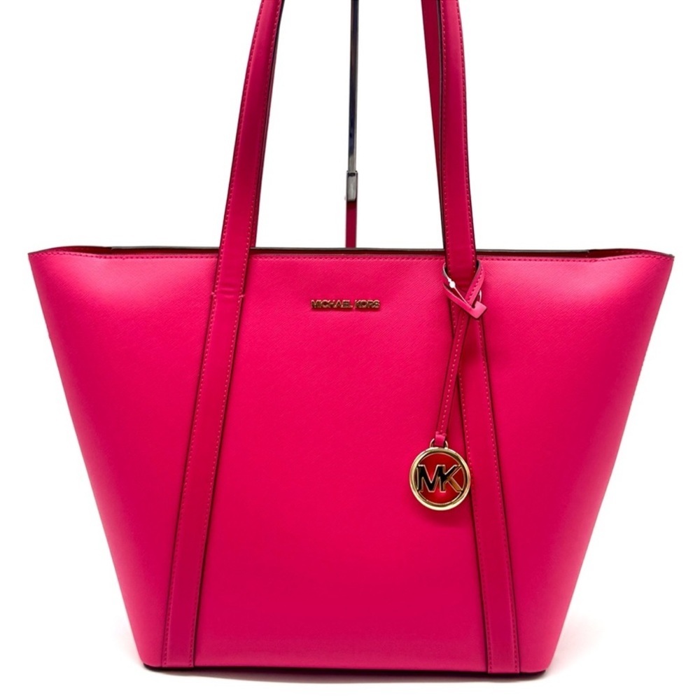 Michael Kors Pratt Large Signature Logo Tote Bag - Electric Pink - Picture 2 of 9
